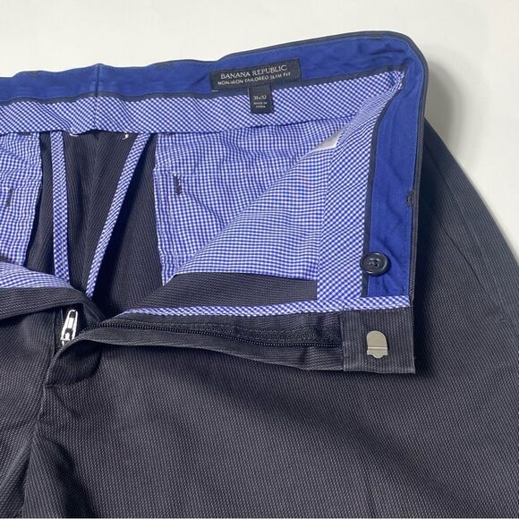 Banana Republic Non-Iron Tailored Slim Fit Charcoal Gray Pants Men's Size 31x32 - Picture 9 of 13